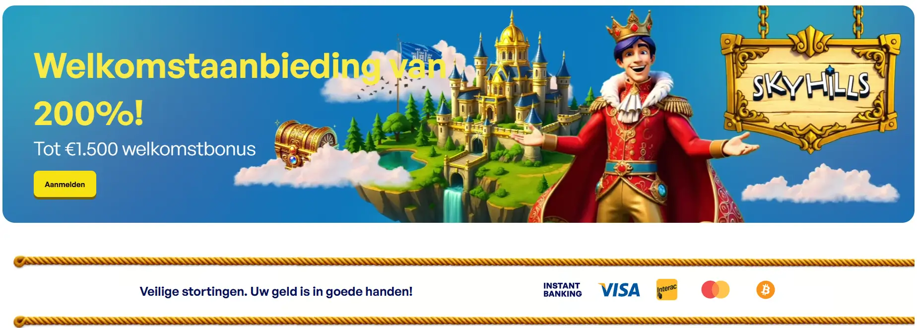 Skyhills Casino welkomstbonus banner