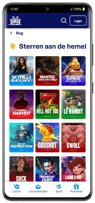 Skyhills Casino gokkasten op smartphone